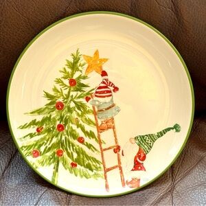 Gnomes Decorating a Christmas Tree 8.5” Ceramic Christmas Plate